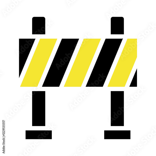 Construction Barrier With Black And Yellow Stripes