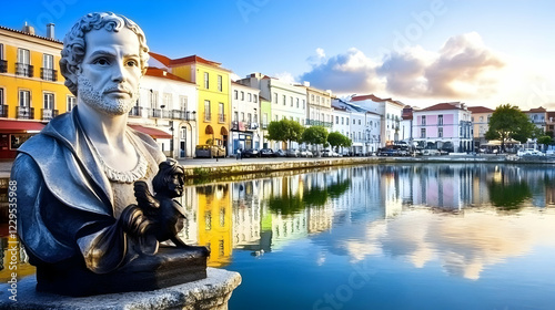 Statue Overlooks Colorful W...