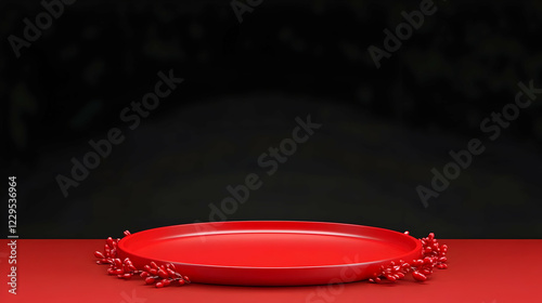 3D Red Circular Platform Di...