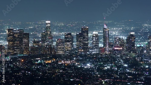 Wallpaper Mural Los Angeles Downtown Night Cityscape from Hollywood Hills Zoom Out California USA Torontodigital.ca