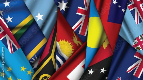 Photos Set of Variant Flags Stacked on Top of Each Other