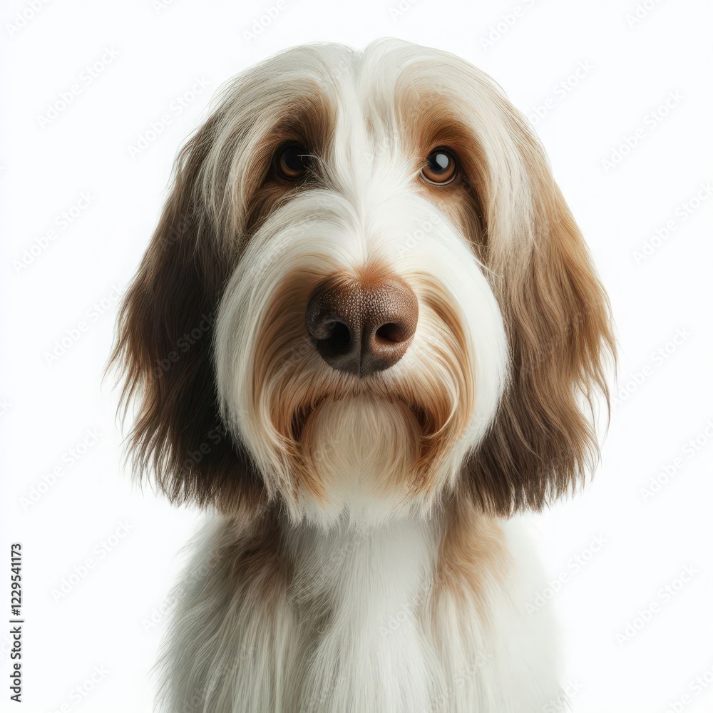 A charming dog is looking directly at the viewer, showcasing its soft fur and captivating eyes. The simplicity of the background highlights the dog's features, creating an inviting atmosphere A charming dog is looking directly at the viewer, showcasing its soft fur and captivating eyes. The simplicity of the background highlights the dog's features, creating an inviting atmosphere