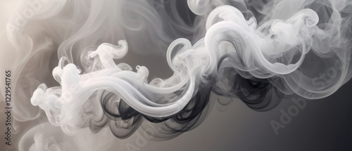 Ethereal smoke texture background with swirling gray and white wisps, creating a soft and mysterious atmosphere