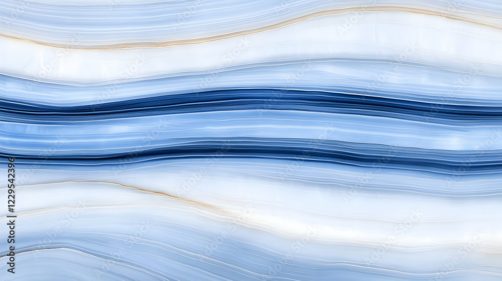Fototapeta premium Abstract Blue and White Marble Texture Background Creates Smooth Wavy Pattern with Golden Veins Elegantly