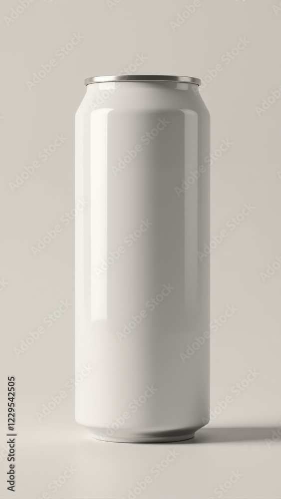 Blank aluminum can ready for branding in minimalist creative setting Blank aluminum can ready for branding in minimalist creative setting