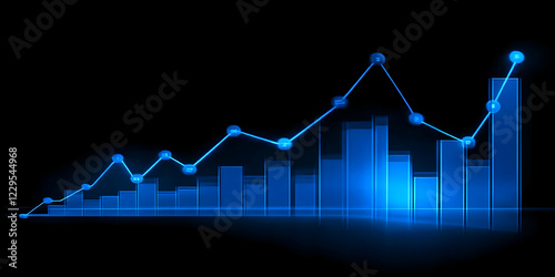 Glowing Blue Bar Graph Show...