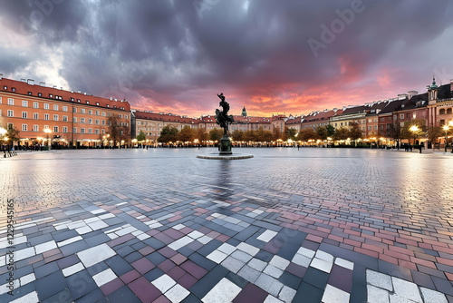 City Square with Statue at ...