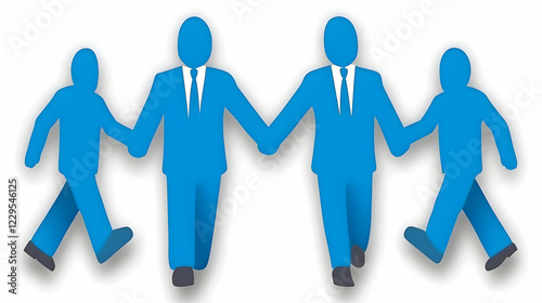 Four Blue Figures Holding H...