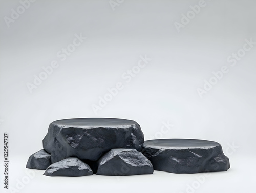 3D Render of Two Black Rock...