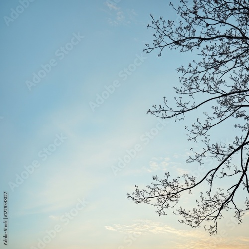 Serene Landscape: Tree Silhouette at Dawn