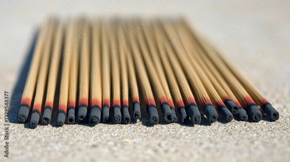 Bundled Incense Sticks Arranged Neatly on a Surface Ready for Use During a Meditation or Spiritual Practice Session Bundled Incense Sticks Arranged Neatly on a Surface Ready for Use During a Meditation or Spiritual Practice Session