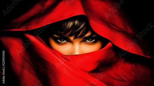 Mysterious Woman Gazes Inte...