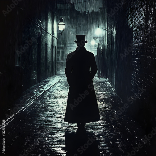 Jack The Ripper silhouette on a London street