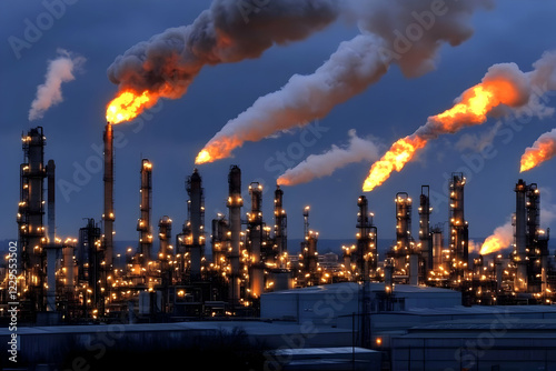 Oil Refinery Plant Emits Fl...