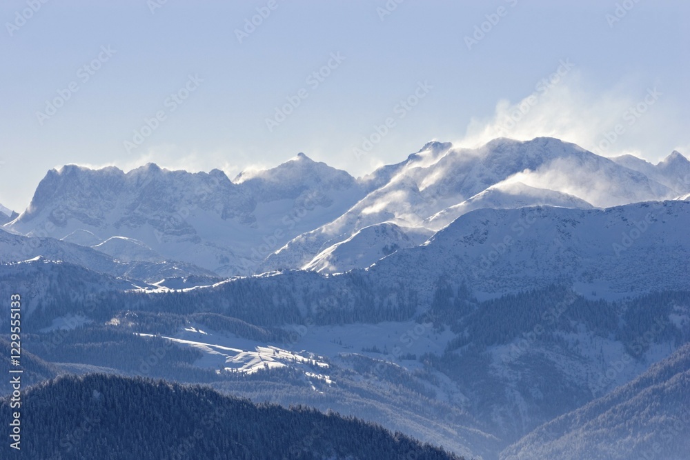 Fototapeta premium View from Brauneck mountain near Lenggries Upper Bavaria Germany