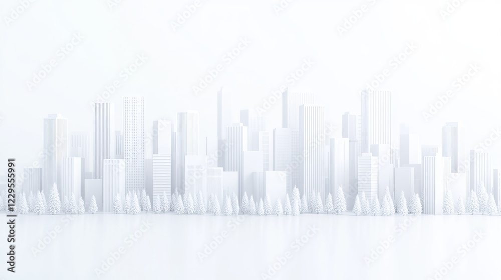 Monochromatic Cityscape: A Minimalist Winter Scene Monochromatic Cityscape: A Minimalist Winter Scene