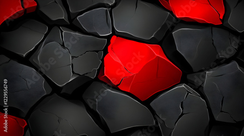 Red and Black Cracked Stone...