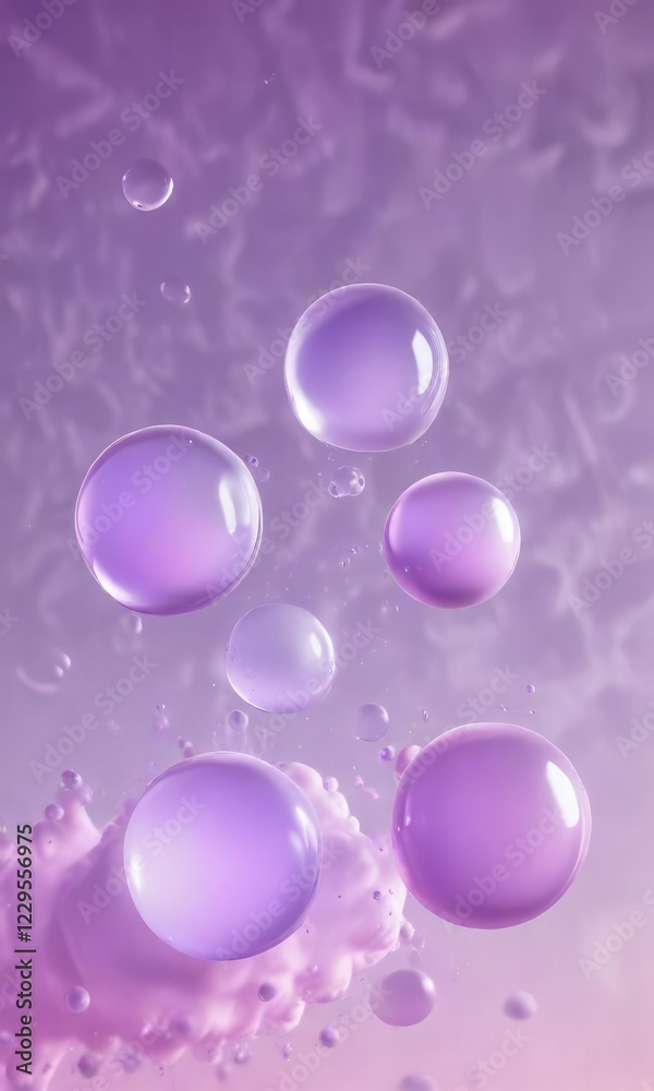 soft pastel purple bubbles rising upwards in a gradient background, ethereal light, calming ambiance, dreamy scene soft pastel purple bubbles rising upwards in a gradient background, ethereal light, calming ambiance, dreamy scene