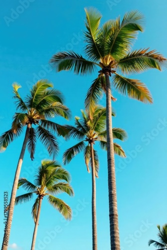 Wallpaper Mural Palm trees sway gently in the breeze on a clear blue sky, foliage, palm Torontodigital.ca