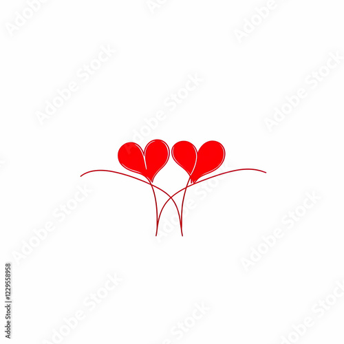 Two Red Hearts Connected by...