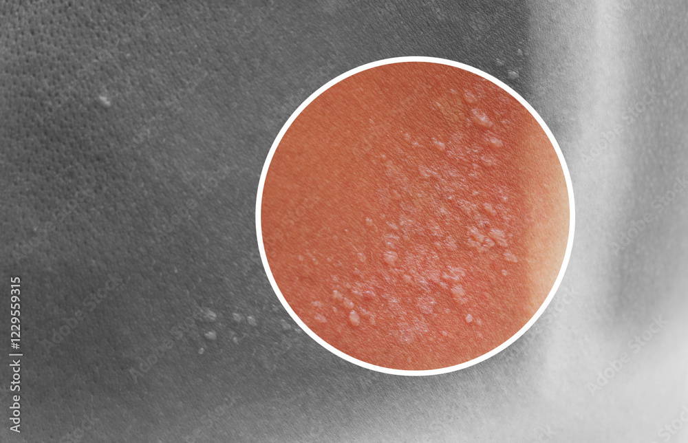 Fototapeta premium A woman with reddened, itchy skin after sunburn on white isolated background. Skin care and protection from the sun's ultraviolet rays.