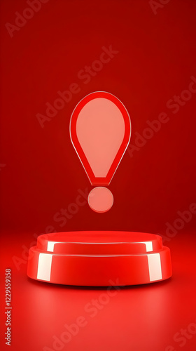 3D Red Exclamation Mark Ico...