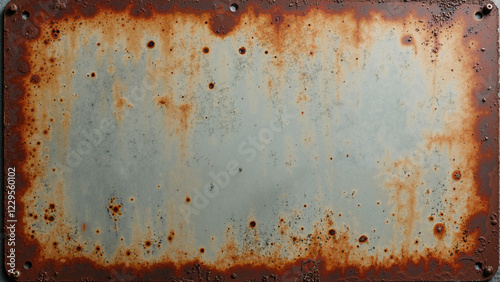 Weathered Rusty Metal Sign with Vintage Charm, Ideal for Branding, Advertising, and Rustic-Themed Projects photo