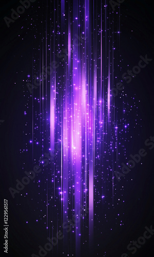 vertical stripes of purple light streaks falling down on a dark background photo