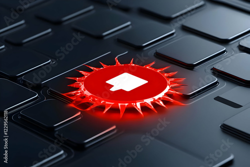 Red Virus Icon Glows on a D...