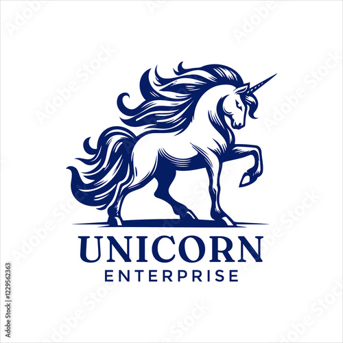 Standing Unicorn horse vector logo