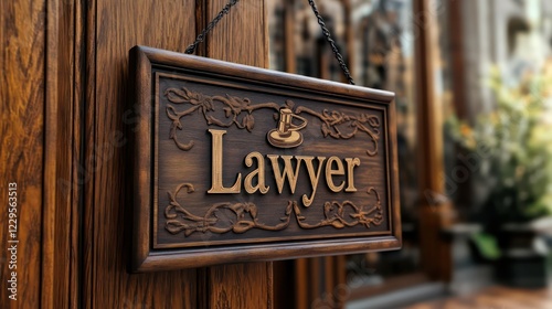 antique wooden nameplate with engraved text 