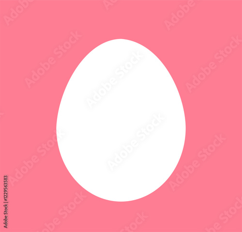 White egg on pink background. Easter egg. Simple vector illustration.