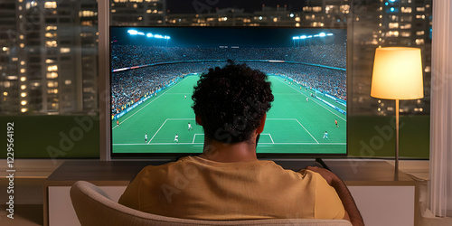 Man Watches Live Soccer Gam...