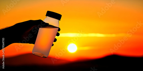 Silhouetted Hand Holds Wate...