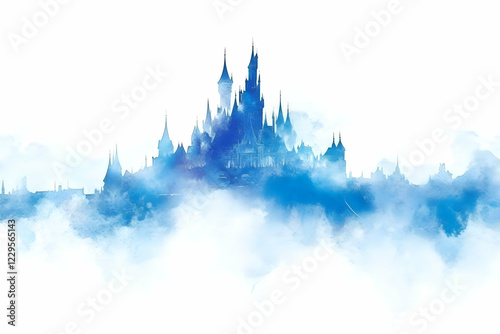 Blue Watercolor Castle Pain...