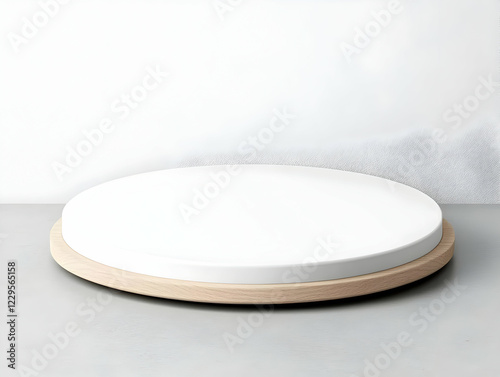 White Cylinder Podium on Wo...