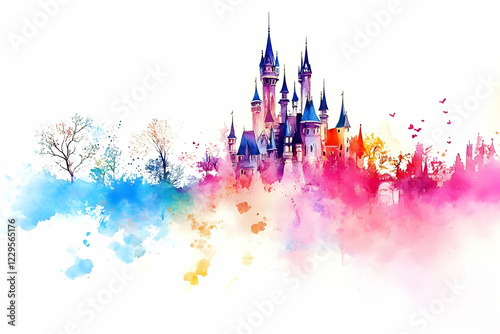 Majestic Castle Watercolor ...