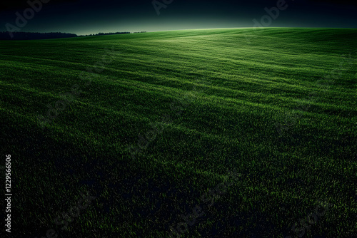 Green grass field stretches...