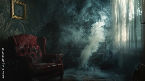 Mysterious Smoky Room with Antique Chair