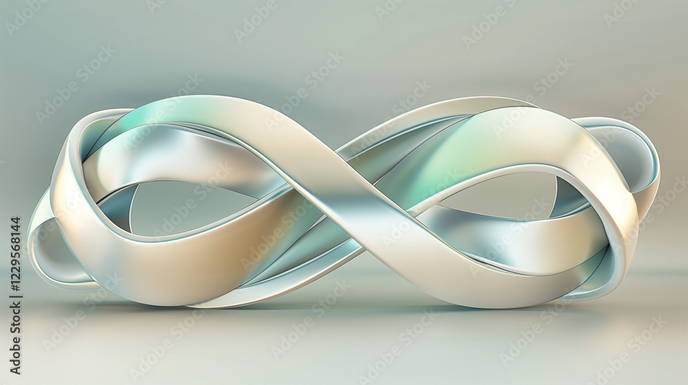 Celtic 3D Infinity Knot in Metallic Silver and Blue Celtic 3D Infinity Knot in Metallic Silver and Blue