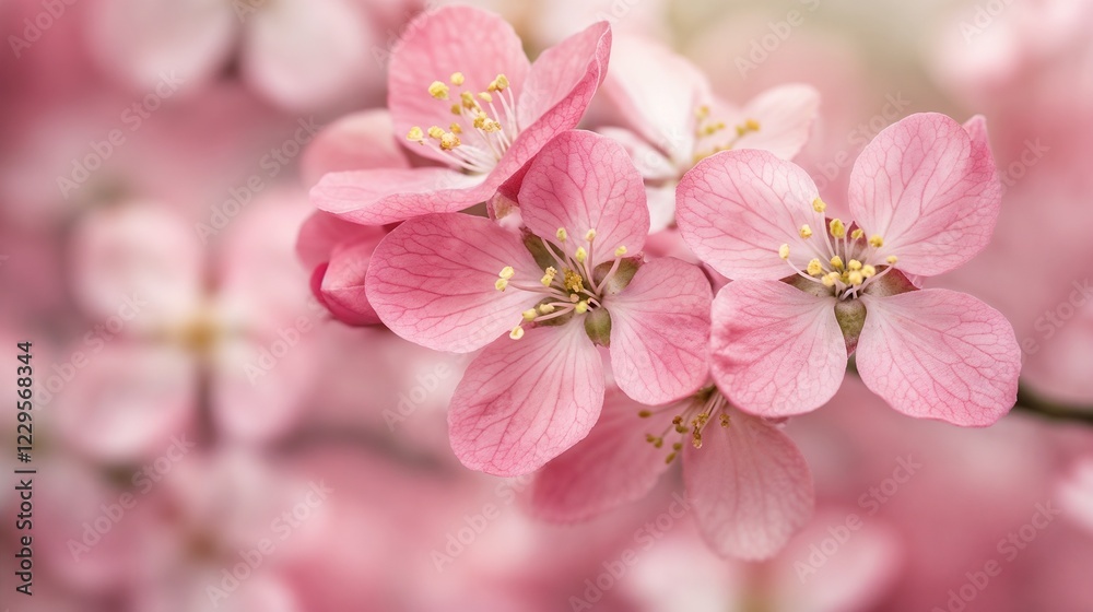 Delicate pink cherry blossoms in soft focus macro shot. Suitable for spring season celebrations, natural beauty, and romantic themes. Delicate pink cherry blossoms in soft focus macro shot. Suitable for spring season celebrations, natural beauty, and romantic themes.
