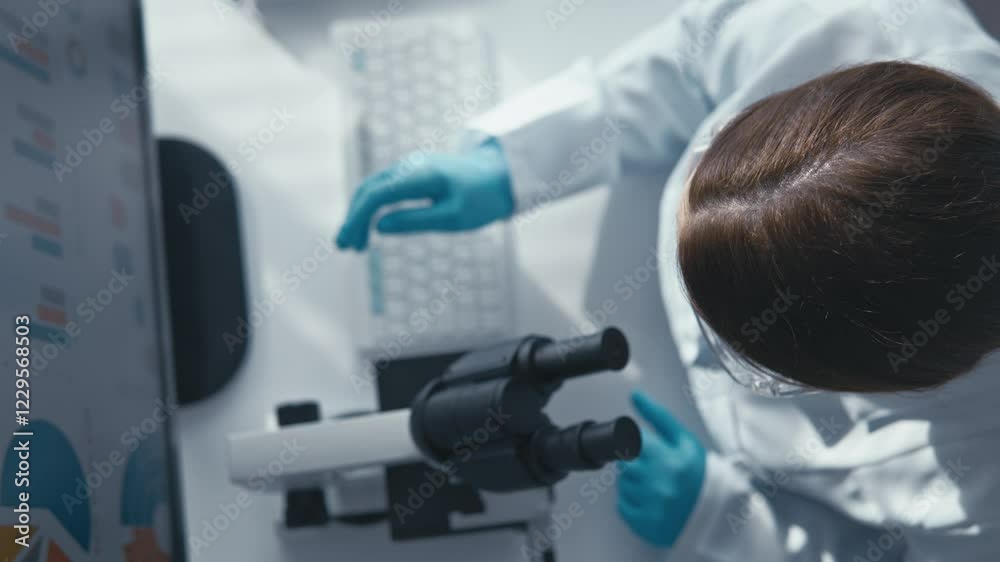 A dedicated scientist is meticulously analyzing various samples under a highpowered microscope in a wellequipped laboratory environment, contributing to significant research in the field of science