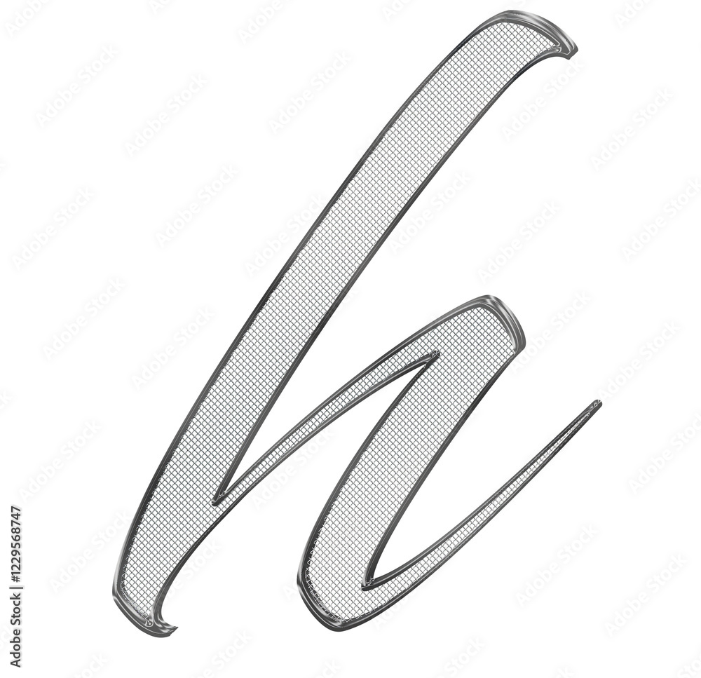 Silver, small 3D letter with metal mesh inside Silver, small 3D letter with metal mesh inside