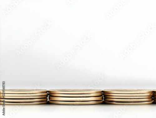 Stacks of Gold Coins Form a...