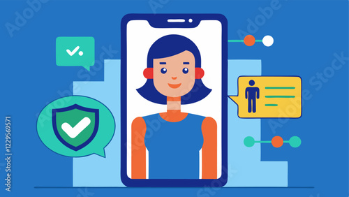 Virtual Assistant with Client A virtual assistant embedded in a smartphone helping a client secure transactions by checking for fraudulent signals before approval.