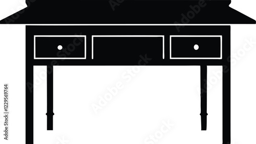 Desk table silhouette vector, black table icon vector photo