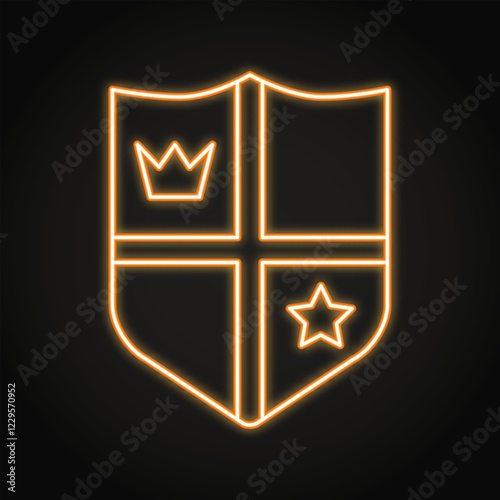 Heraldic shield emblem neon icon. Heraldry, coat of arms. Vector illustration