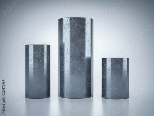 Three Metallic Cylinders St...