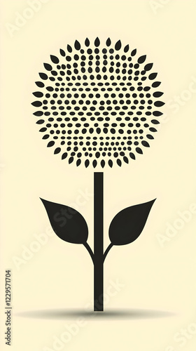 Stylized Flower Icon with D...