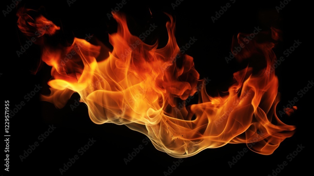 Fototapeta premium Fiery flames abstract dance on dark background
